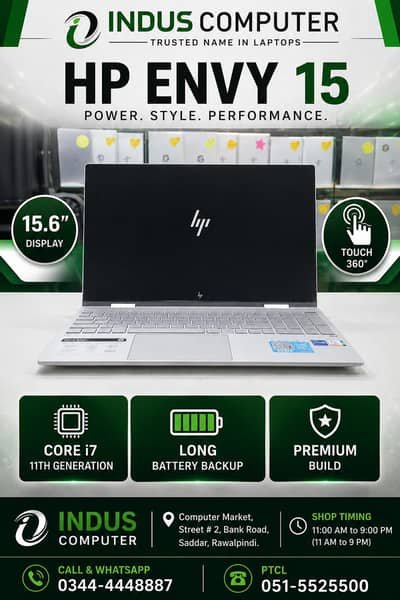 HP Envy 15 15.6″ Touch 360° Core i7 11th Generation in Islamabad