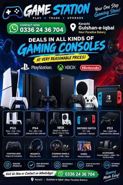 PS5 PRO / PS5 SLIM / PS4 / XBOX / SWITCH | GAMES STATION KARACHI in Karachi